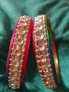 Colorful Rhinestone Bangles (Set of 2)