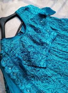 TURQUOIS BLUE HEAVY EMBROIDERED LEHENGA CHOLI SET