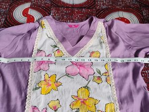 Floral White And Pink Kurti