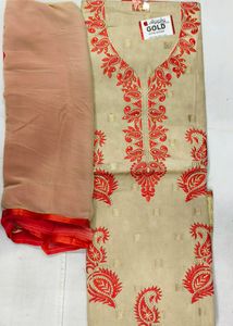 Unstitched Ladies Chanderi Silk Suit Dupatta