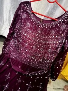 Beautiful Heavy Mirror Work Nayera Cut Kirti With Dupatta &amp; Belt