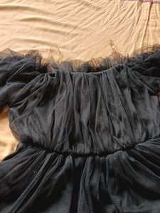 Black Tulle Dress - Off-the-Shoulder Party Look
