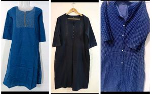 Combo Of 3 Blue Tops With Embroiderery.
