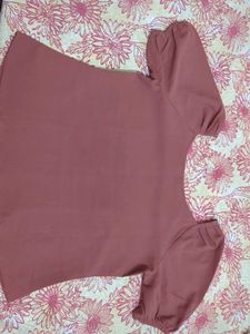 Brown Puff Sleeve Top