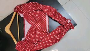 SHEIN Red Polka Dots Crop Top