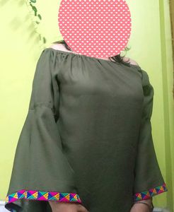 Olive Green Flowy Top