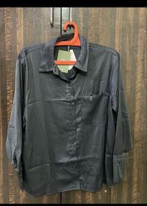H&amp;M Black Sheen Shirt