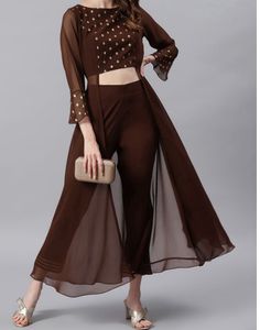 Women Georgette Ethnic Top Pant Set