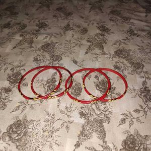 Red &amp; Gold Painted Bangles