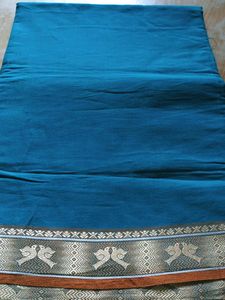 Teal Green with Orange Saree