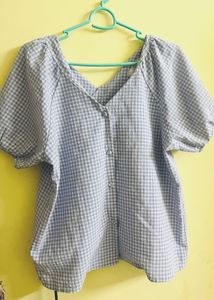 Gingham Button-Up Blouse