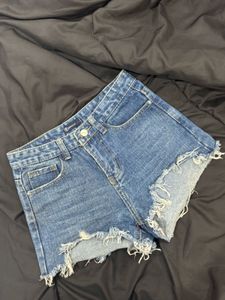 dark blue denim shorts