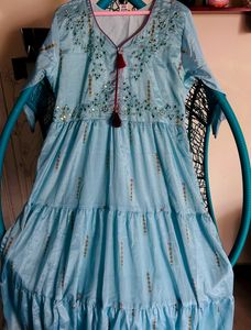 Ethnic Mirror Work Gown For Women With Full Sleeve