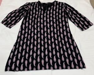 Black Paisley Print Kurta