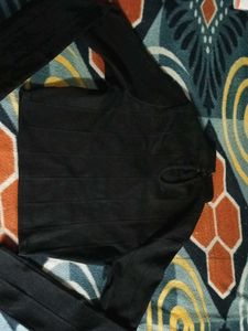 Black Striped Cropped Top