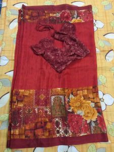 Saree With Stitched Blouse