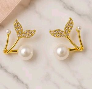Elegant Pearl & Leaf Design Earrings | Stylish