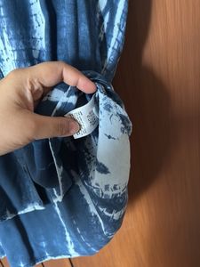 Blue Tie-Dye Button-Down Top