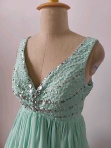 Mint Green Sequin Ruffle Dress