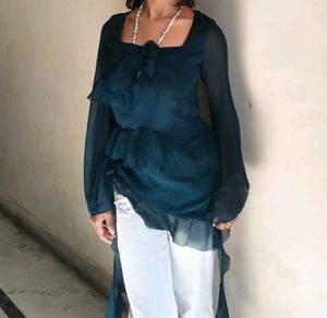 Elegant Sheer Ruffle Top