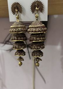 Goldplated 5 step long jhumka women earrings