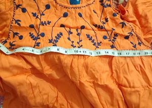 Orange Embroidered Cold Shoulder Top
