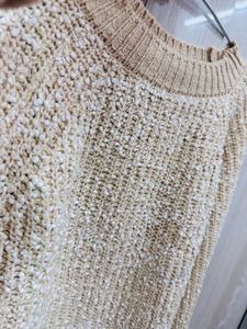 Beige Knit Pullover Sweater - M to L Size