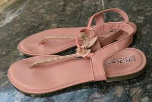 Cute Peach Flat Chappal For Women