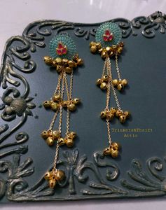 Ghungroo earrings with detachable hair chain