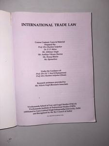 International Trade Law - IP University Syllabus