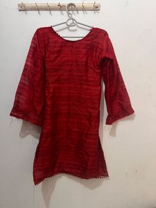 Red Kurti with Flare Sleeves