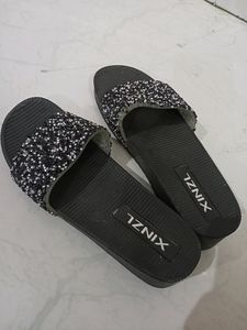 Sparkly Black XINIX Slides
