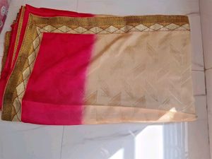Elegant red &amp; Beige silk blend Saree.
