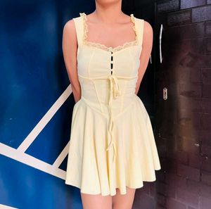 Solid Yellow cute dress
