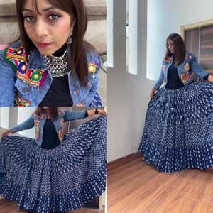 Blue Floral Ethnic Skirt