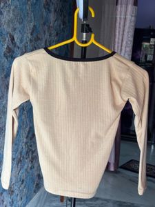 Ribbed Nude Top with Bow