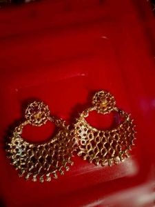 Red &amp; Gold Statement Earrings