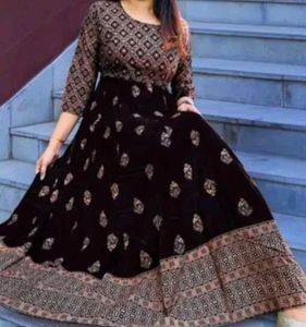 Elegant Brown Printed Women's Kurta