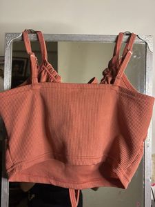 Ribbed Tie-Front Tank
