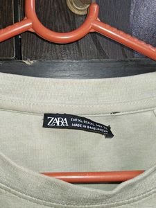 MENS PLAIN ZARA OLIVE GREEN DROP SHOULDER TSHIRT