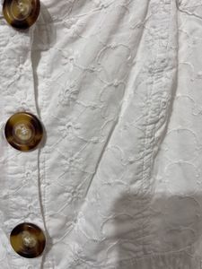 Eyelet Button-Front Midi Dress