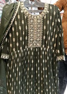 Elegant Black &amp; Gold Embroidered Gown