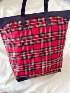 Ivory Tag Tartan print / Plaid Tote bag