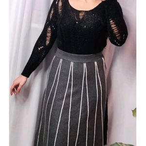 Jennifer Lopez Black Knitted Top with Sequins