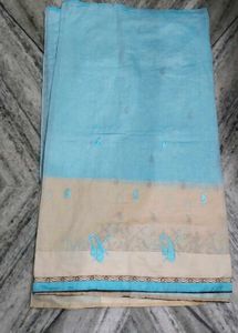 Elegant Blue &amp; Cream Saree