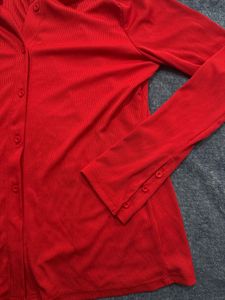 Tomato Red Button Down Shirt