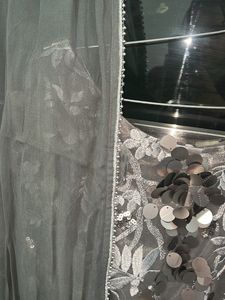 Gray Sharara Sequin Party Dress