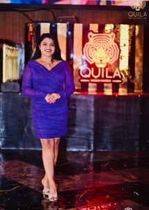 Purple Ruched Sparkle Mini Dress