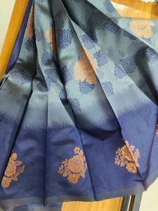 Elegant Navy Blue Saree with Floral Design
