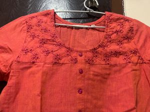 Coral Embroidered Short Kurta